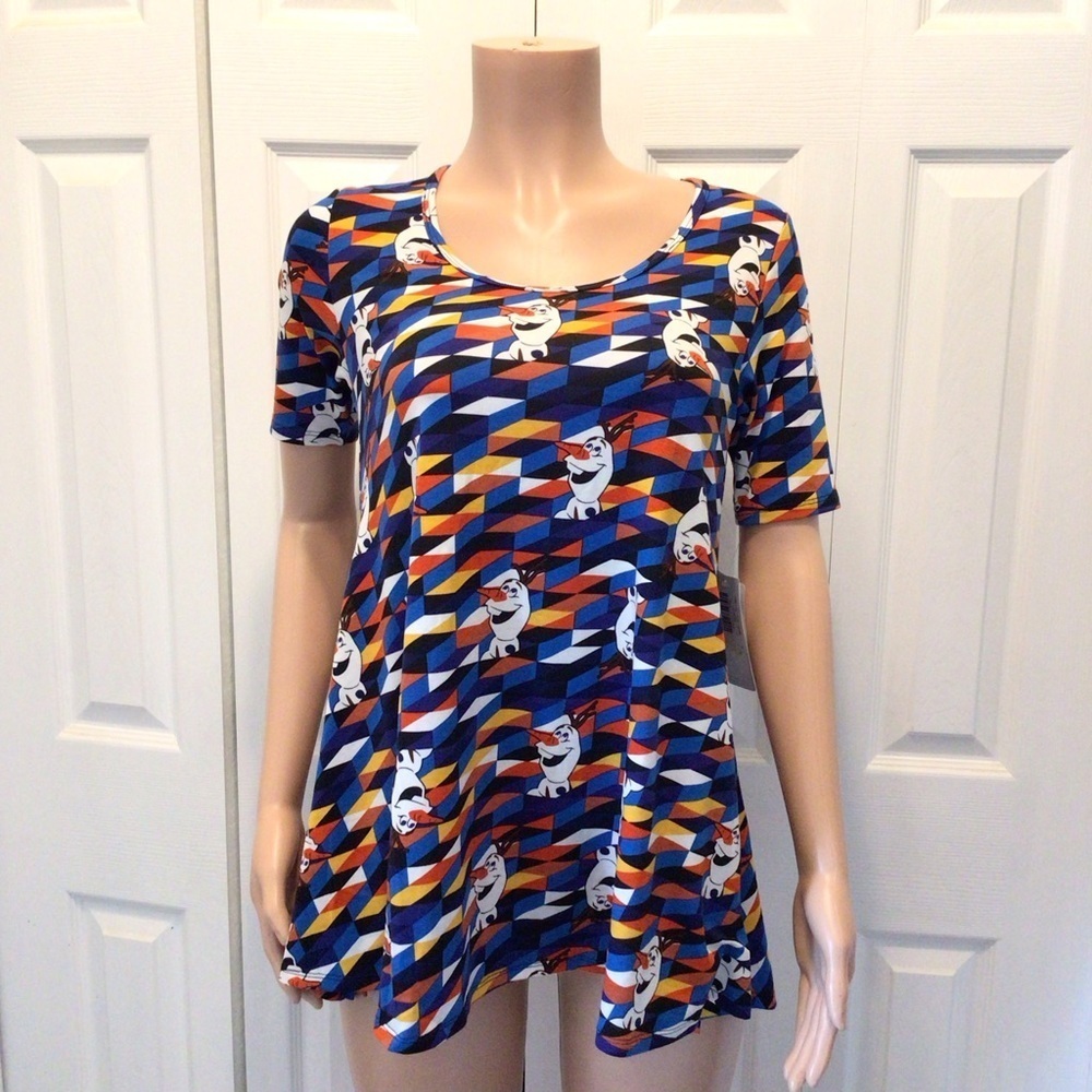 LuLaRoe Disney Frozen Olaf Snowman Print Perfect Tee Size XXS